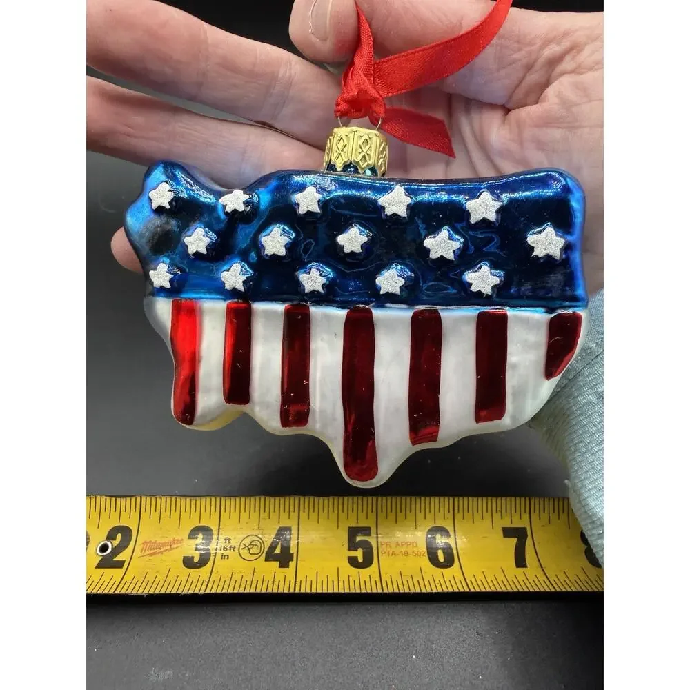 Old World USA Ornament Blown Glass Star American Flag 4th Patriotic -LO17 - Picture 5 of 11